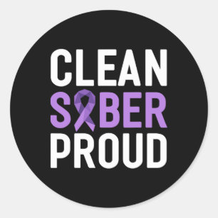 Clean Sober Proud End Addiction Overdose Awareness Classic Round Sticker