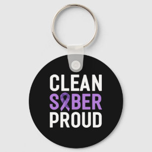 Clean Sober Proud End Addiction Overdose Awareness Keychain