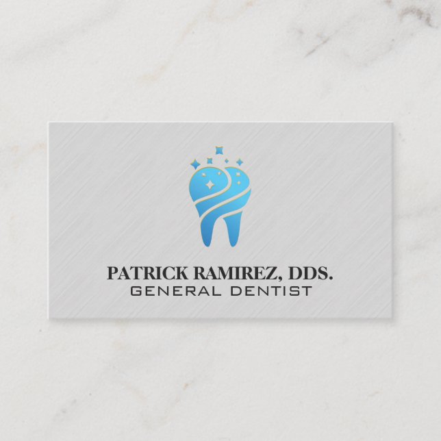 Clean Sparkle Tooth Icon Business Card (Front)