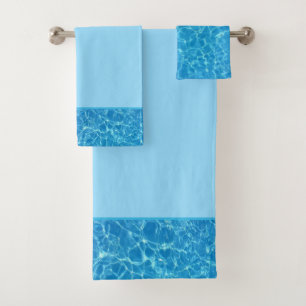 Clean sparkly swimming pool turquoise blue water bath towel set