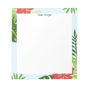 Clean Stylish Modern Floral Personalized Name Notepad