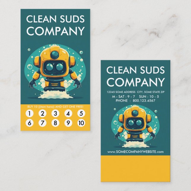 Clean Suds Wash Loyalty Punch Card (Front/Back)