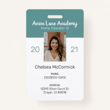 Clean Teal Homeschool Educator ID Badge