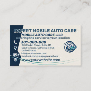 Clean Teal Mobile Mechanic Car AC Custom Logo  Business Card