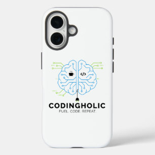Clean Tech Brain For Programmers & Developers iPhone 16 Case