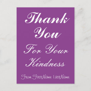Clean "Thank You For Your Kindness" Postcard