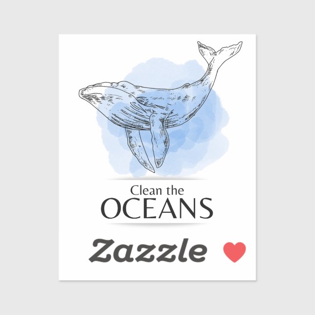 Clean the Oceans - whale watercolour design (Sheet)