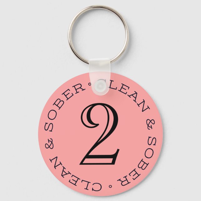 Clean Time Sobriety Birthday Keyring Recovery Gift (Front)
