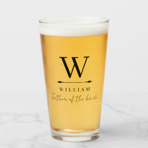 Clean Timeless Monogram Father of the Bride Glass