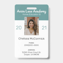 Clean Turquoise Homeschool Educator ID Badge