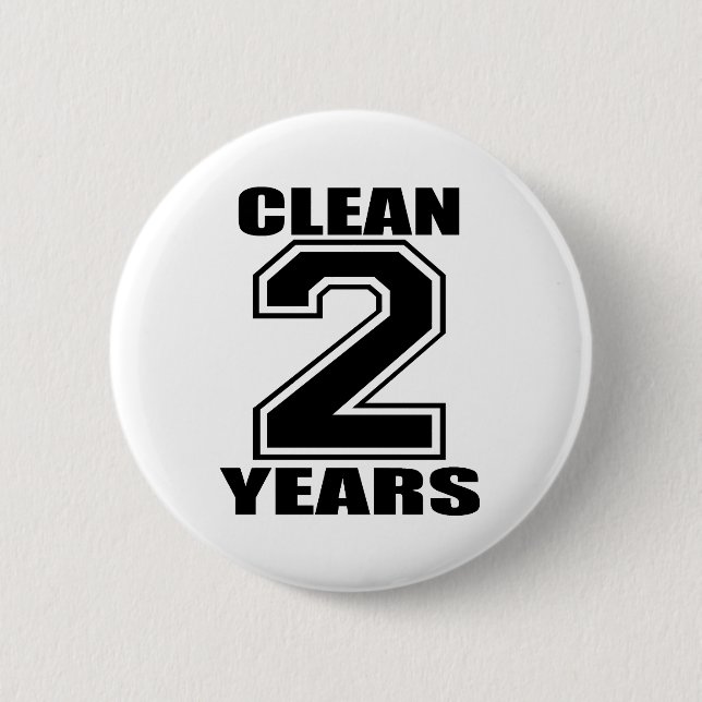 clean two years black 2 inch round button (Front)