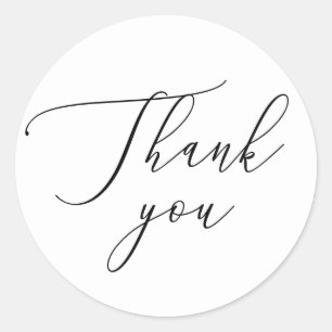 Clean Typography   Minimalist Wedding Thank You Classic Round Sticker