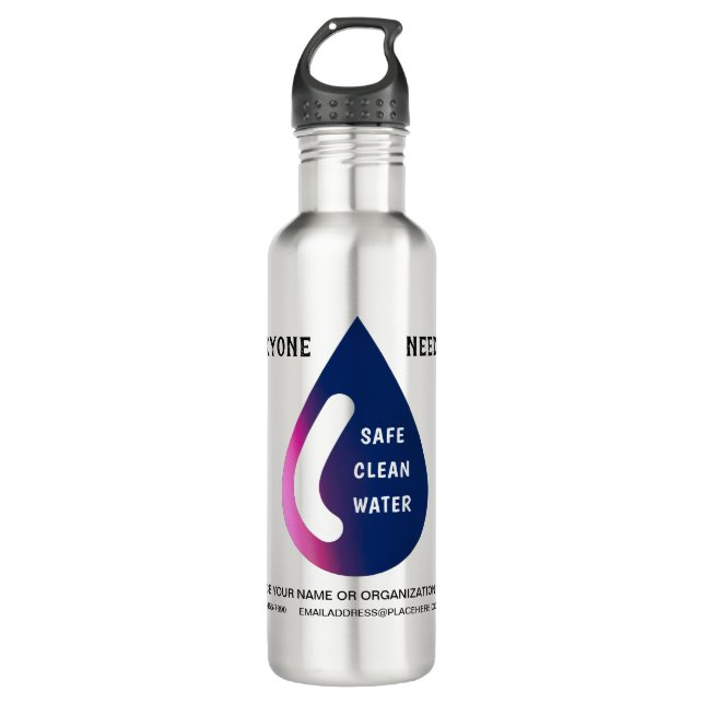 Clean Water Stay Safe Business Personalize 710 Ml Water Bottle (Front)