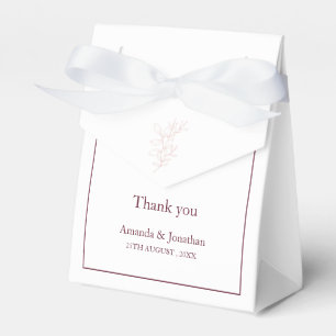Clean White and Pink Simple Leaf   Modern Wedding Favor Box