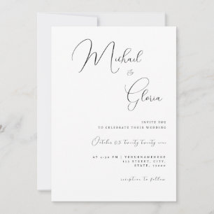 Clean White Calligraphy QR Code All in One Wedding Invitation