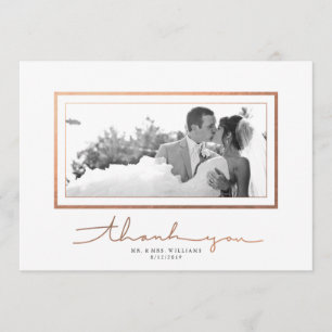 Clean White Copper Script Elegant Thank You Card