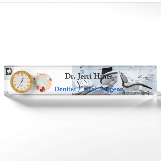 Clean White Dental Oral Surgeon Acrylic  Nameplate (Front)