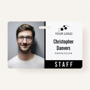 Clean White Employee ID Add Your Logo Badge