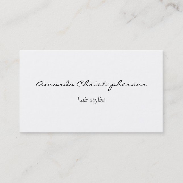 Clean White Hair Stylist Attractive Business Card (Front)