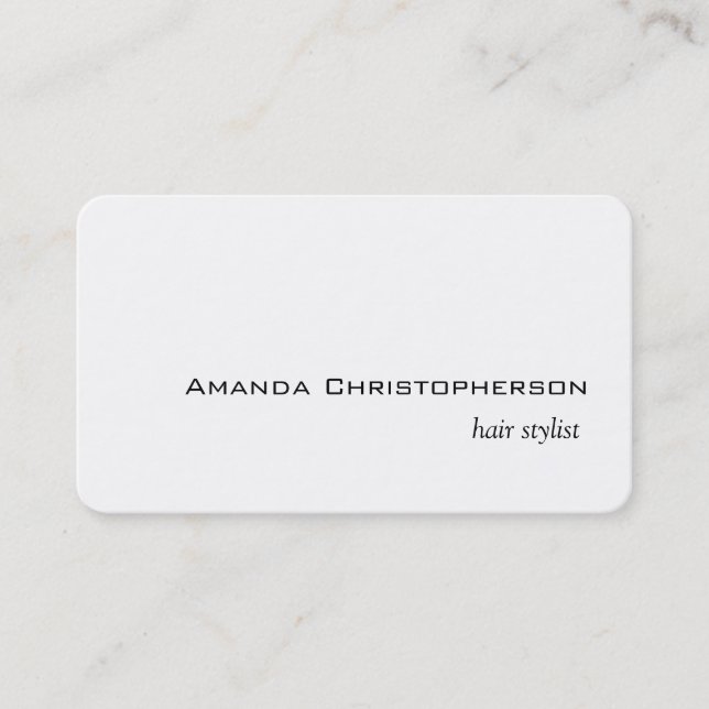 Clean White Hair Stylist Rounded Business Card (Front)