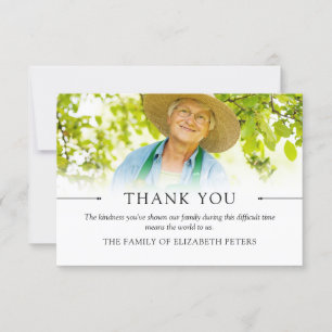 Clean White Simple Photo Sympathy Thank You Card
