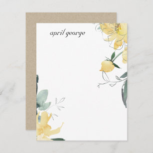 CLEAN YELLOW GREEN WATERCOLOR FLORAL PERSONALISED CARD