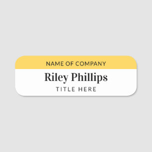 Clean Yellow & White Company Name Title Name Tag