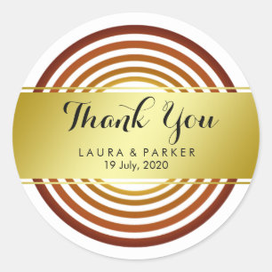 Clean Yoga Circular Gold Thank You Wedding Classic Round Sticker
