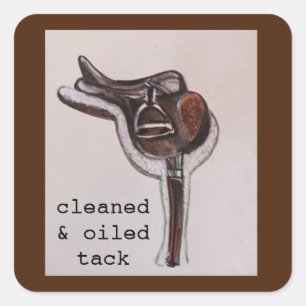 cleaned & oiled tack square sticker