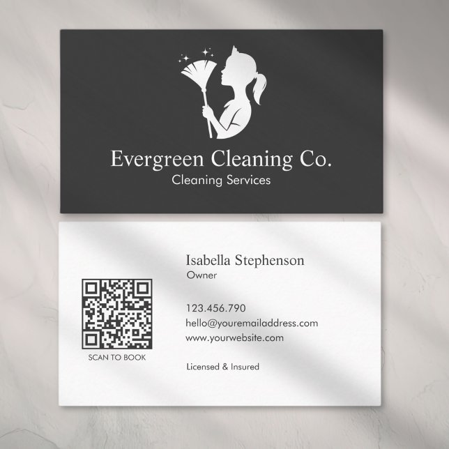 Cleaner House Cleaning Service Modern QR Code Business Card (Creator Uploaded)