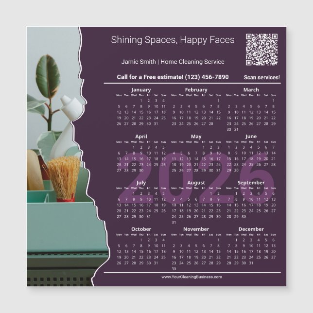 Cleaner Motto CTA QR-code 2026 Calendar Magnet (Devant)