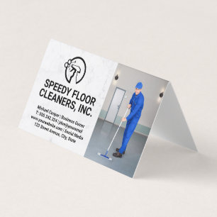 Cleaner Service   Man Cleaning Floors Business Card
