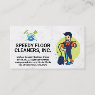 Cleaner Service   Man Cleaning Floors Logo Business Card