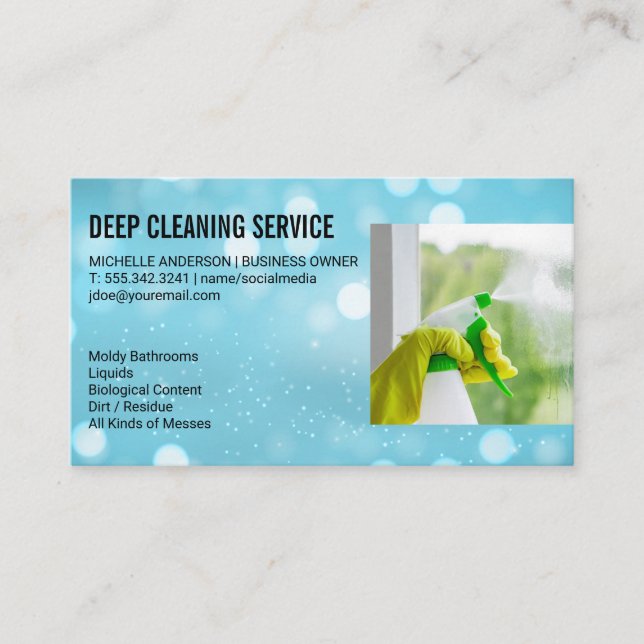 Cleaner Spraying Window Business Card (Front)