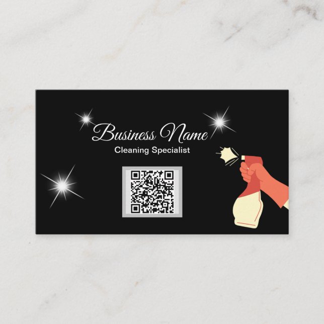 Cleaning Business Card Custom Your Social QR Code (Front)