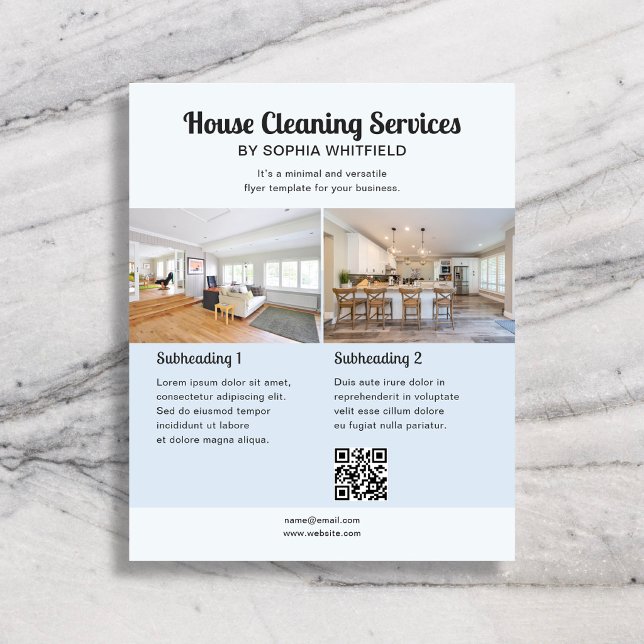 Cleaning Business Retro Script Photo Blue Flyer (Creator Uploaded)