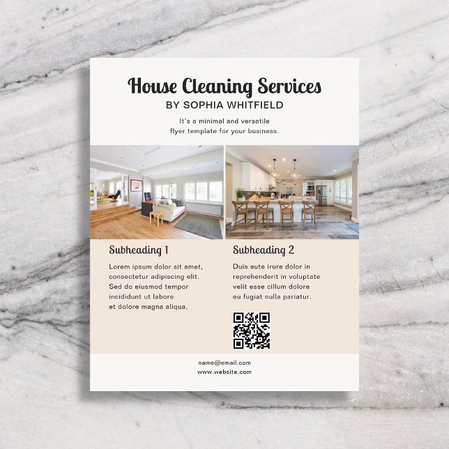 Cleaning Business Retro Script Photo Ivory Flyer (Creator Uploaded)