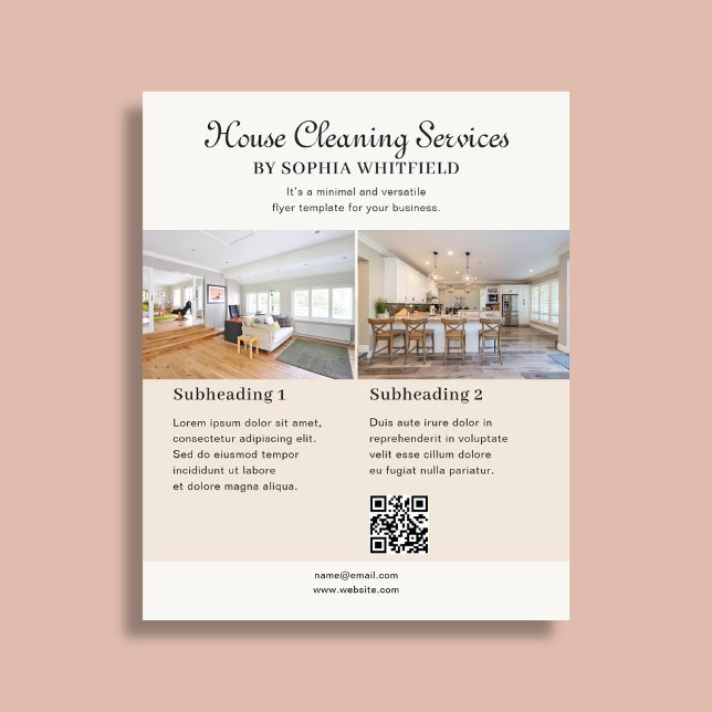 Cleaning Business Vintage Script Photo Ivory Flyer (Creator Uploaded)