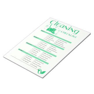 Cleaning Checklist, Chore chart, Home cleaning Notepad
