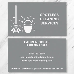 Cleaning Cleaner Mop And Bucket Bold Gray Business Card