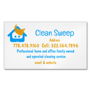 Cleaning Company Clean Sweep Cute House Broom  Magnetic Business Card