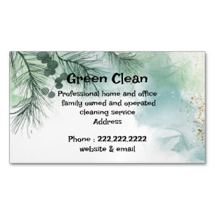 Cleaning Company, Green, Eco- Friendly, Nature  Magnetic Business Card