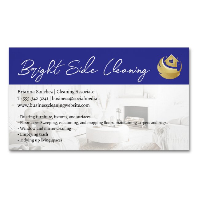 Cleaning Duster Home Logo | Tidy Living Room Magnetic Business Card (Front)