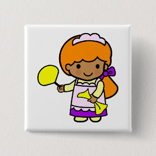 Cleaning Girl 2 Inch Square Button