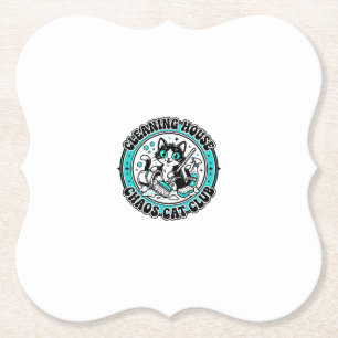 Cleaning House Chaos Cat Pet Lover Shirt Art - Cle Paper Coaster