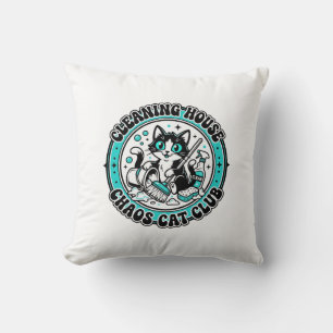 Cleaning House Chaos Cat Pet Lover Shirt Art - Cle Throw Pillow
