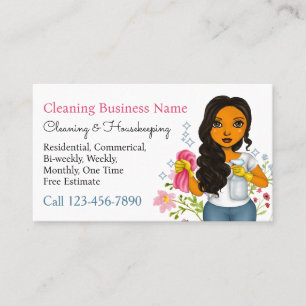 Cleaning Housekeeping Service Maid Floral Business Card