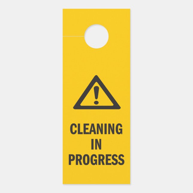 Cleaning in Progress caution yellow Door Hanger (Front)