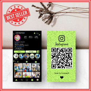 Cleaning Instagram Lime Green Housekeeping Maid QR Business Card