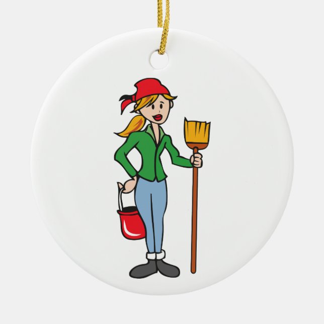 Cleaning Lady Ceramic Ornament (Front)